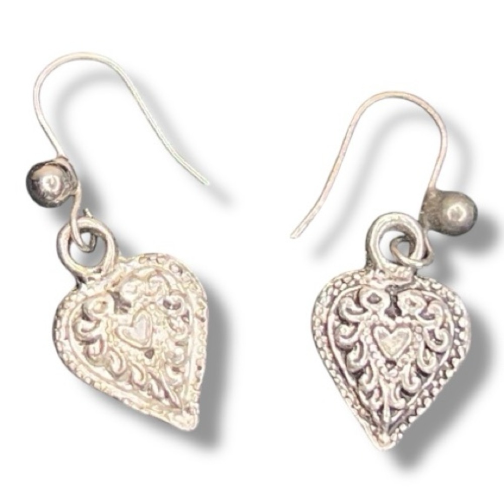 Vintage 90s Heart Dangle Earrings Western Cottagecore